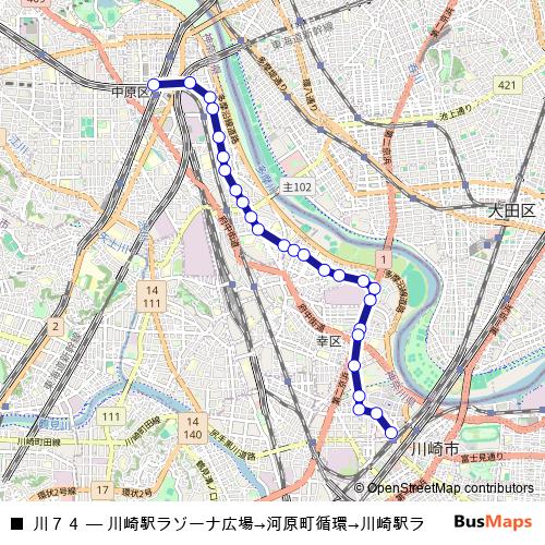 川７４ bus Line Map