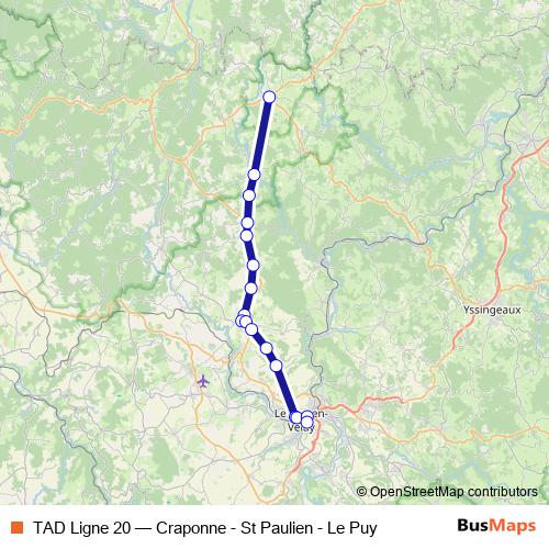 TAD Ligne 20 bus Line Map