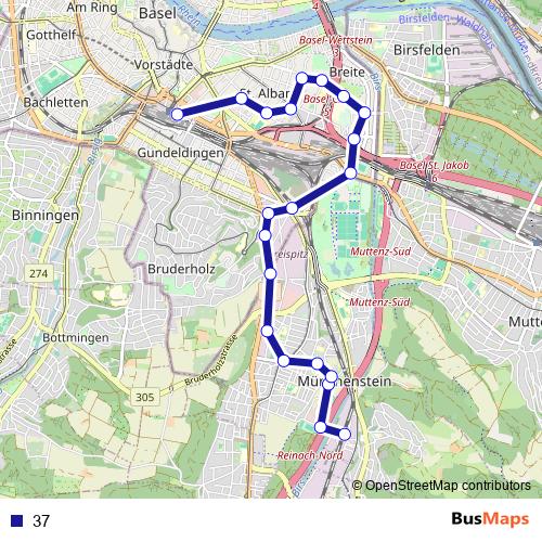 37 bus Line Map
