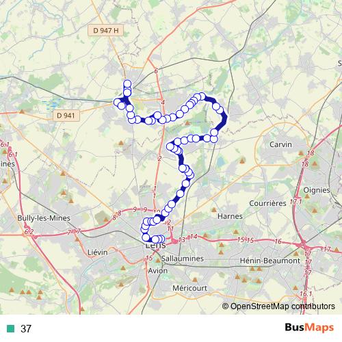 37 bus Line Map