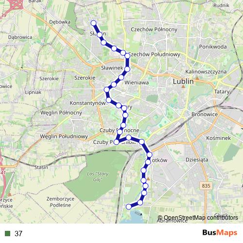 37 bus Line Map