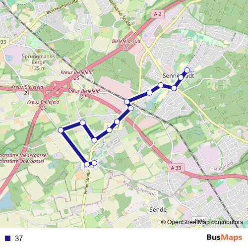 37 bus Line Map