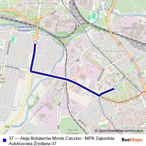 37 bus Line Map