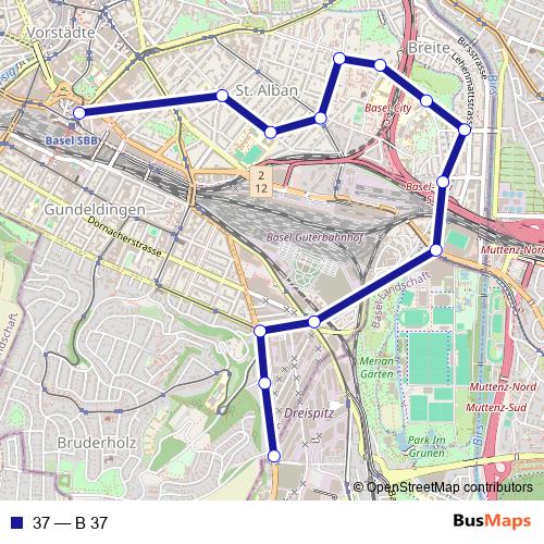 37 bus Line Map
