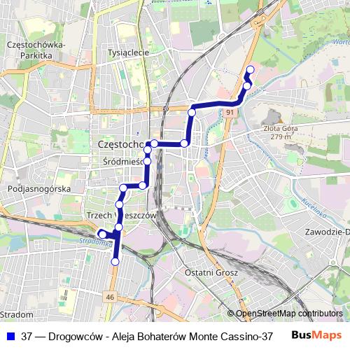 37 bus Line Map