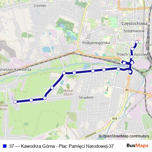 37 bus Line Map