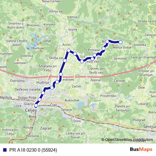 PR A18 0230 0 (55924) bus Line Map