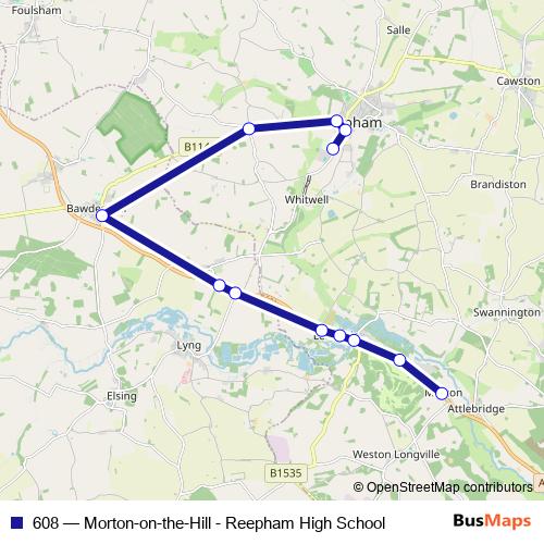 608 bus Line Map