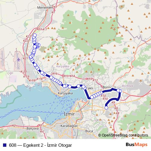 608 bus Line Map