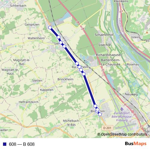 608 bus Line Map