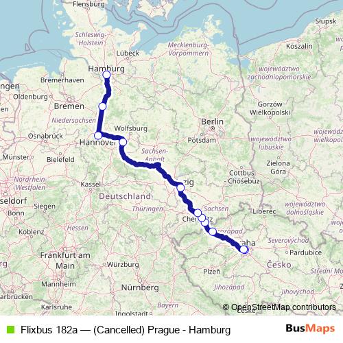 Flixbus 182a bus Line Map