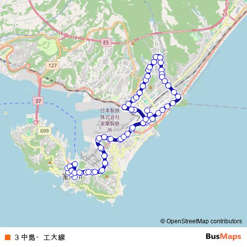 3 中島・工大線 bus Line Map