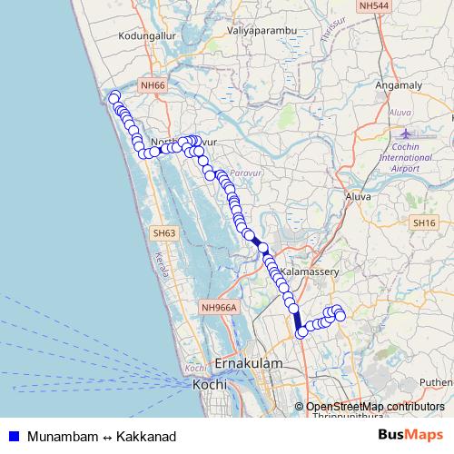Munambam ↔ Kakkanad bus Line Map