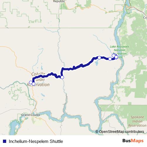Inchelium-Nespelem Shuttle bus Line Map