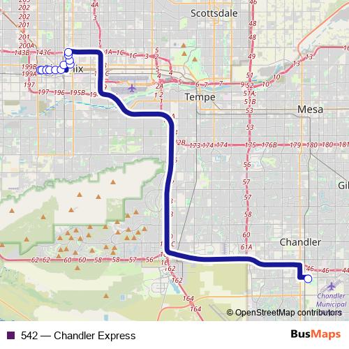 542 bus Line Map