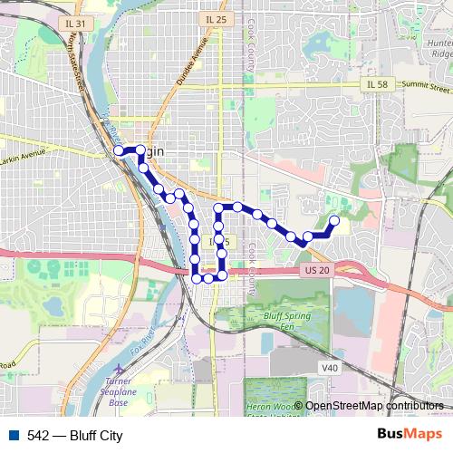 542 bus Line Map