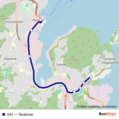 542 bus Line Map