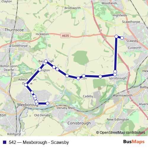 542 bus Line Map