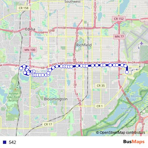 542 bus Line Map