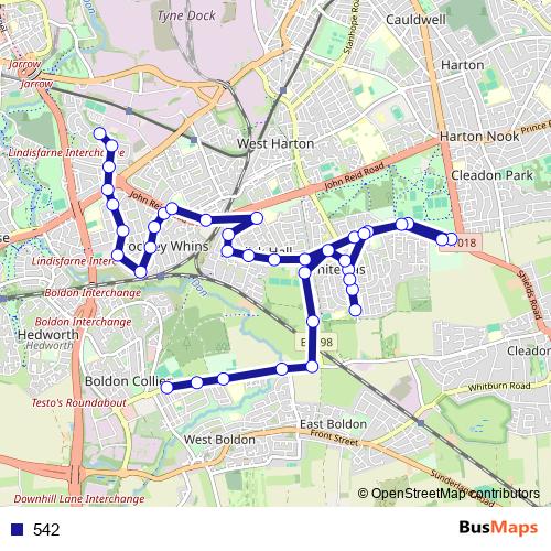 542 bus Line Map