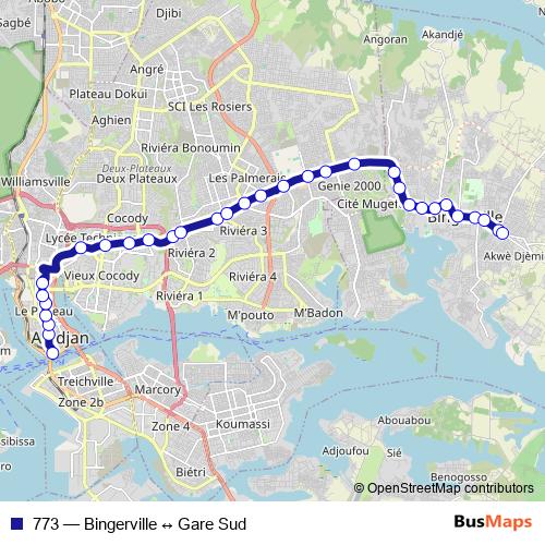 773 bus Line Map