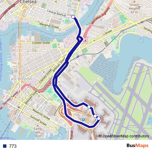 773 bus Line Map
