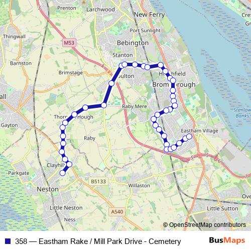 358 bus Line Map