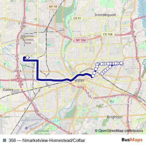 358 bus Line Map