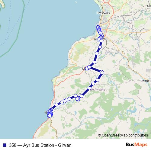358 bus Line Map