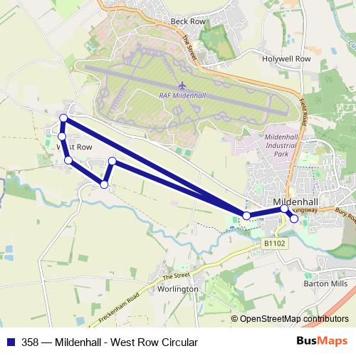 358 bus Line Map