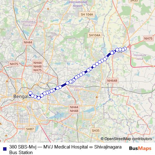 380 SBS-Mvj bus Line Map