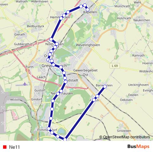 Ne11 bus Line Map