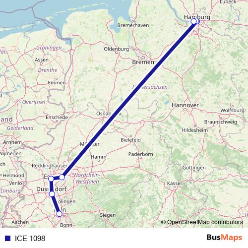 ICE 1098 rail Line Map