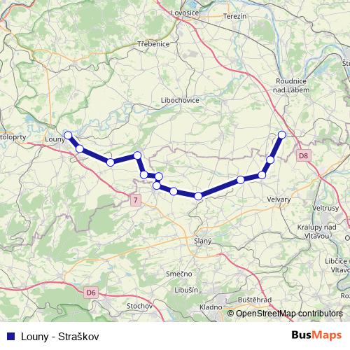 Louny - Straškov rail Line Map