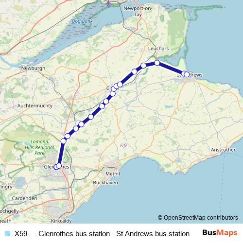 X59 bus Line Map