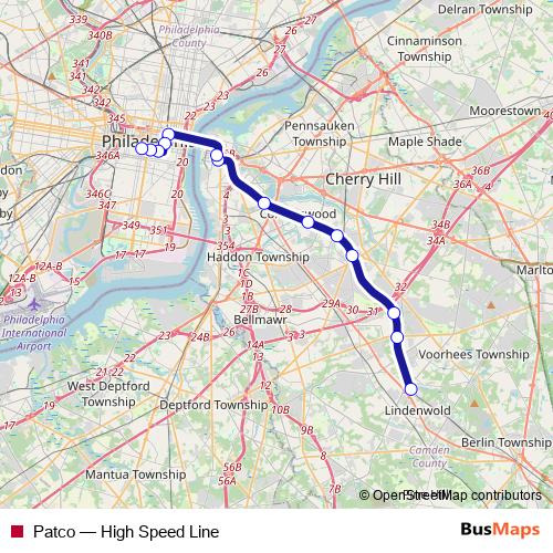 Patco metro Line Map