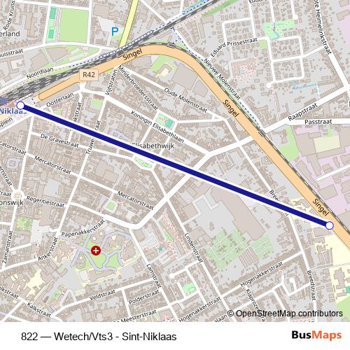 822 bus Line Map