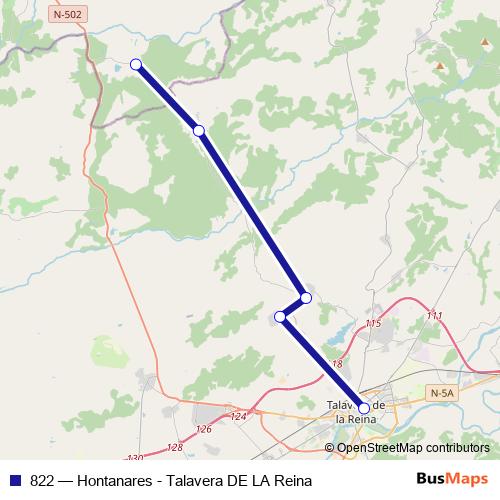 822 bus Line Map