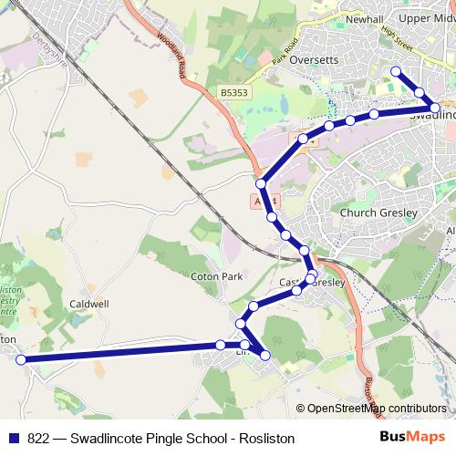 822 bus Line Map