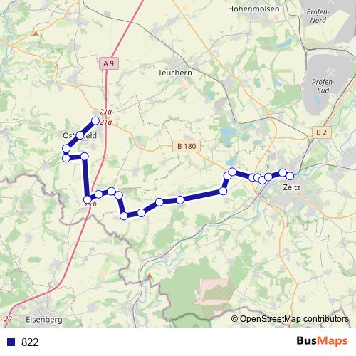 822 bus Line Map