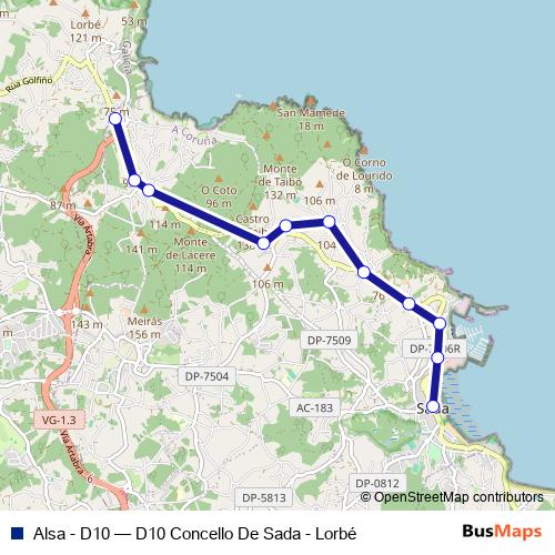Alsa - D10 bus Line Map