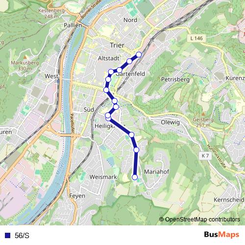 56/S bus Line Map