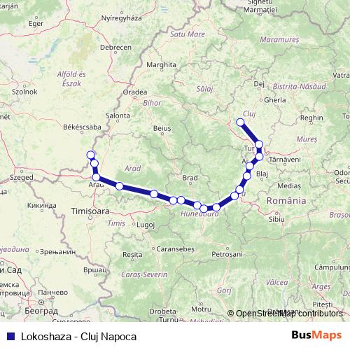 Lokoshaza - Cluj Napoca rail Line Map