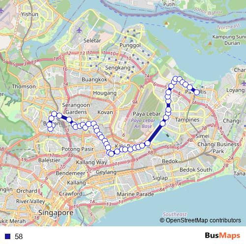 58 bus Line Map