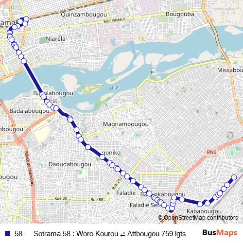 58 bus Line Map