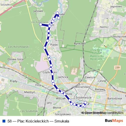 58 bus Line Map