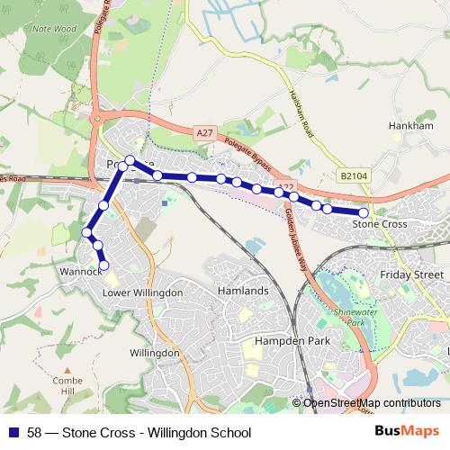 58 bus Line Map