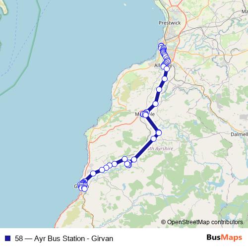 58 bus Line Map