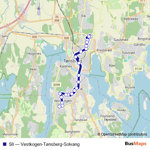 58 bus Line Map