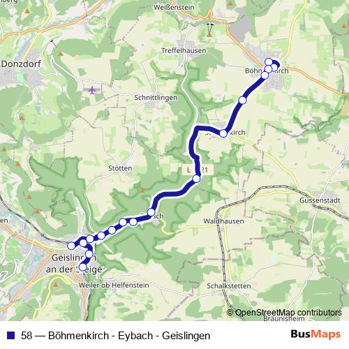 58 bus Line Map